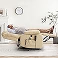 MEROUS Dual Motor Large Power Lift Recliner Chair for Elderly with Heat and Massage,Lay Flat Lift Chairs Recliners for Seniors Infinite Position,USB Ports&Remote, Genuine Leather (Beige)
