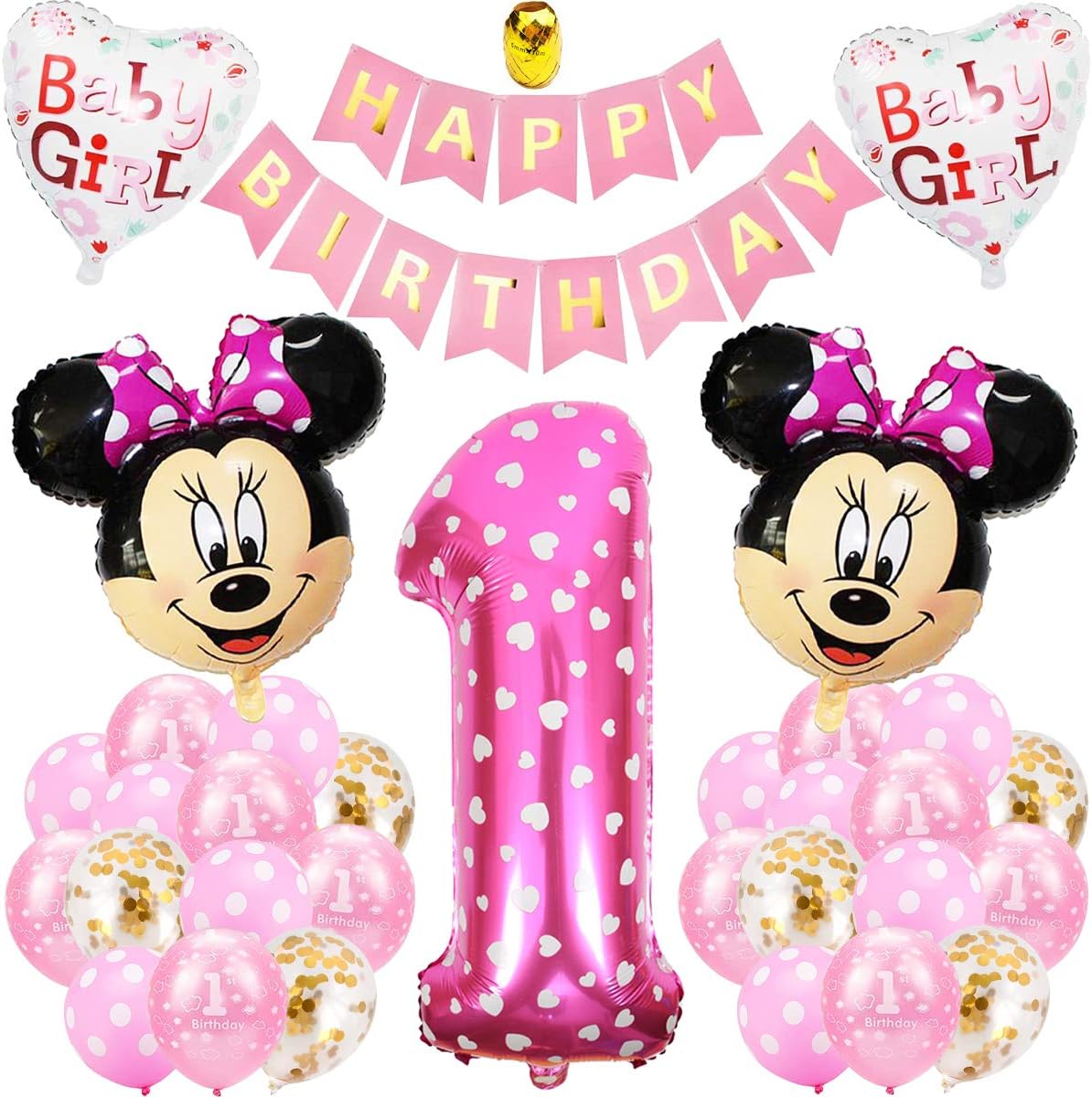 Decoraciones De Cumpleanos De Mickey Mouse Bestzy 1er Cumpleanos Bebe Rosado Globos Decoraciones De Fiesta Tematica Rosado De Mickey Globos De Confeti De Latex Nina Ballon Party Costura Y Manualidades Hogar Y