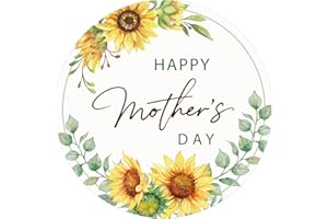 Vemfare Happy Mothers Day Stickers - 60 Pcs Mother's Day Stickers, 2 Inch Sunflower Mom Gift Label Sticker for Gift Boxes Wra