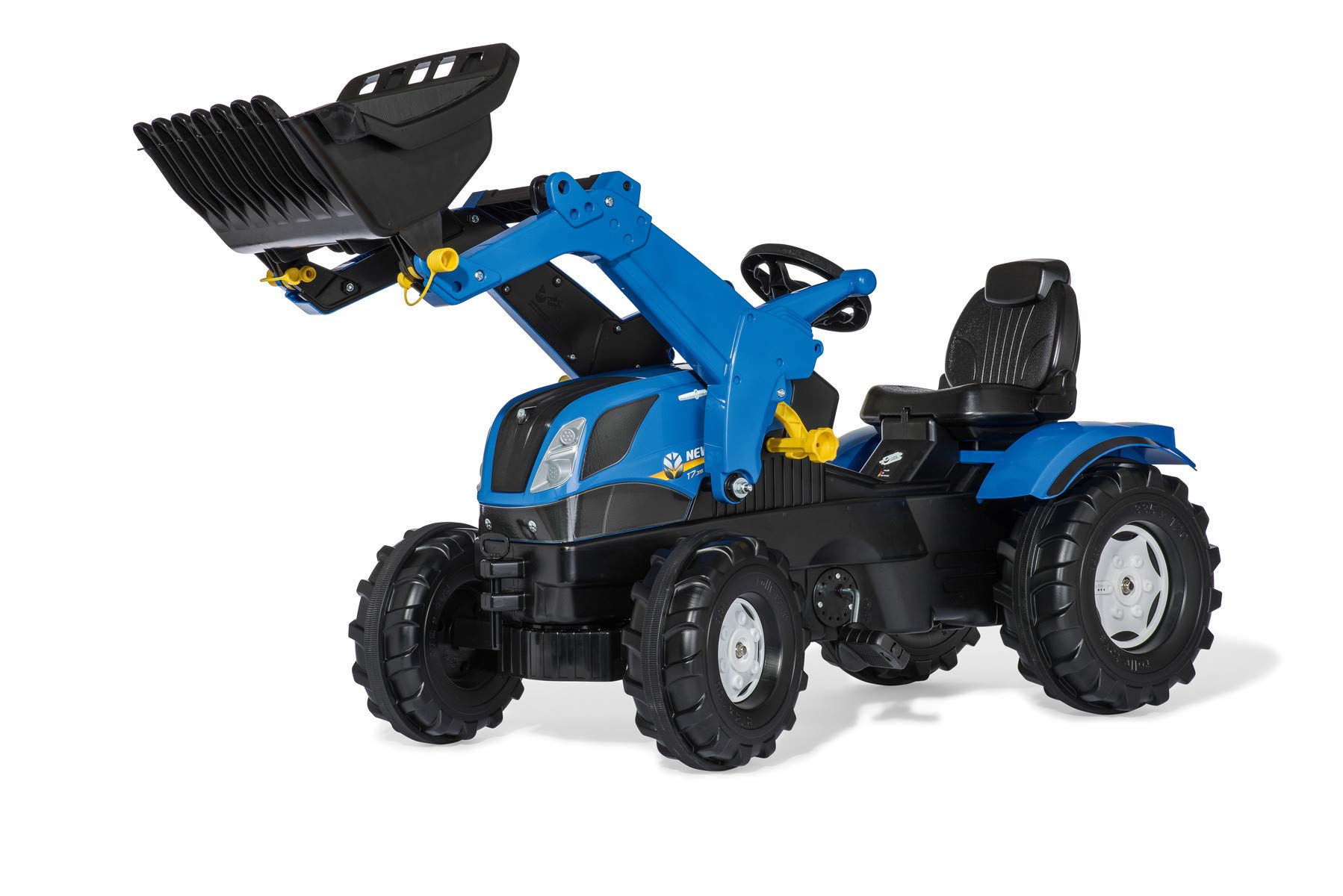 ROLLY TOYS RIDE-ON TOY New Holland Pedal Tractor with Front Loader, Ages 3-8 years, Unisex, Leather Seat, Outdoor Play