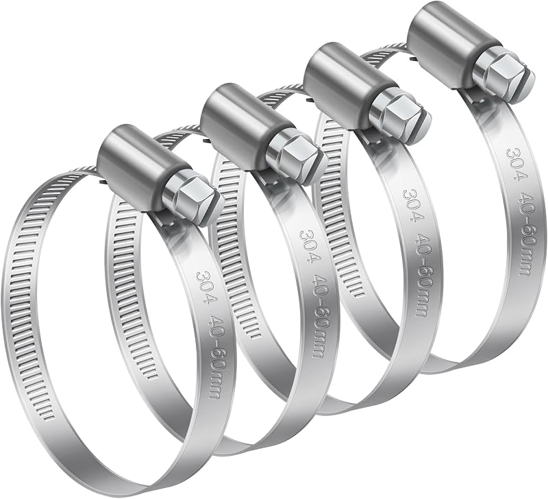 Bolatus 304 Stainless Steel Worm Drive Hose Clamps 40-60mm 4 pcs