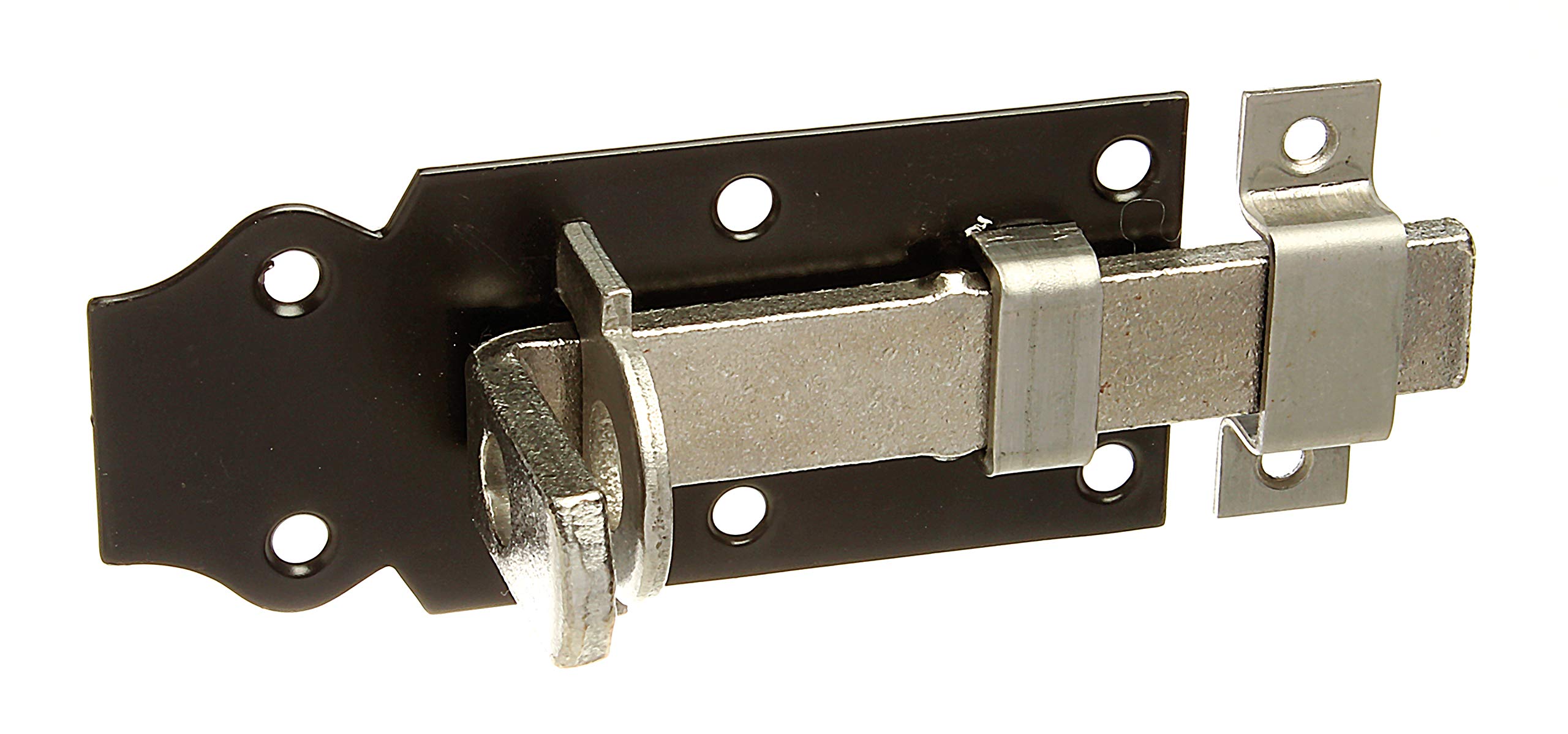 Gah-Alberts 116064 Bolt Lock 100 x 44 mm Flat Handle Untreated Steel Black Sheet Metal Straight with Mounted Loop Panel