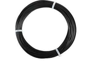 AuInn 100 FT Vinyl Coated Wire Rope Black Wire Rope Cable, 304 Stainless Steel, 7x7 Strand Core, 1/16" Wire Rope, 3/32" Coated OD, 326 lbs Breaking Strength (100 FT)