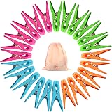 VEGCOO 60 Pcs Clothes Pegs with Storage Bag 4 Colours Plastic Clothes Clips view 1