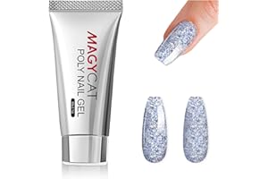MAGYCAT Poly Nail Gel 60g Poly Extension Gel Silver Glitter Builder Gel Nail Poly Gel Nail Enhancement Nail Art Design for Gift