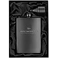 Matte Black Flask 8 oz + Black Funnel + Black Canvas Pouch. Gift Set, Classy Packaging. Engraved Well-Deserved. Stainless Steel Hip Flask For Liquor For Men