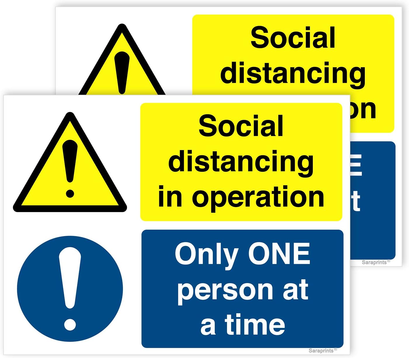 Pack of 2 One Person at a Time Sticker Self Adhesive Waterproof Vinyl 1 Person Only Sign 150mmx200mm V1124
