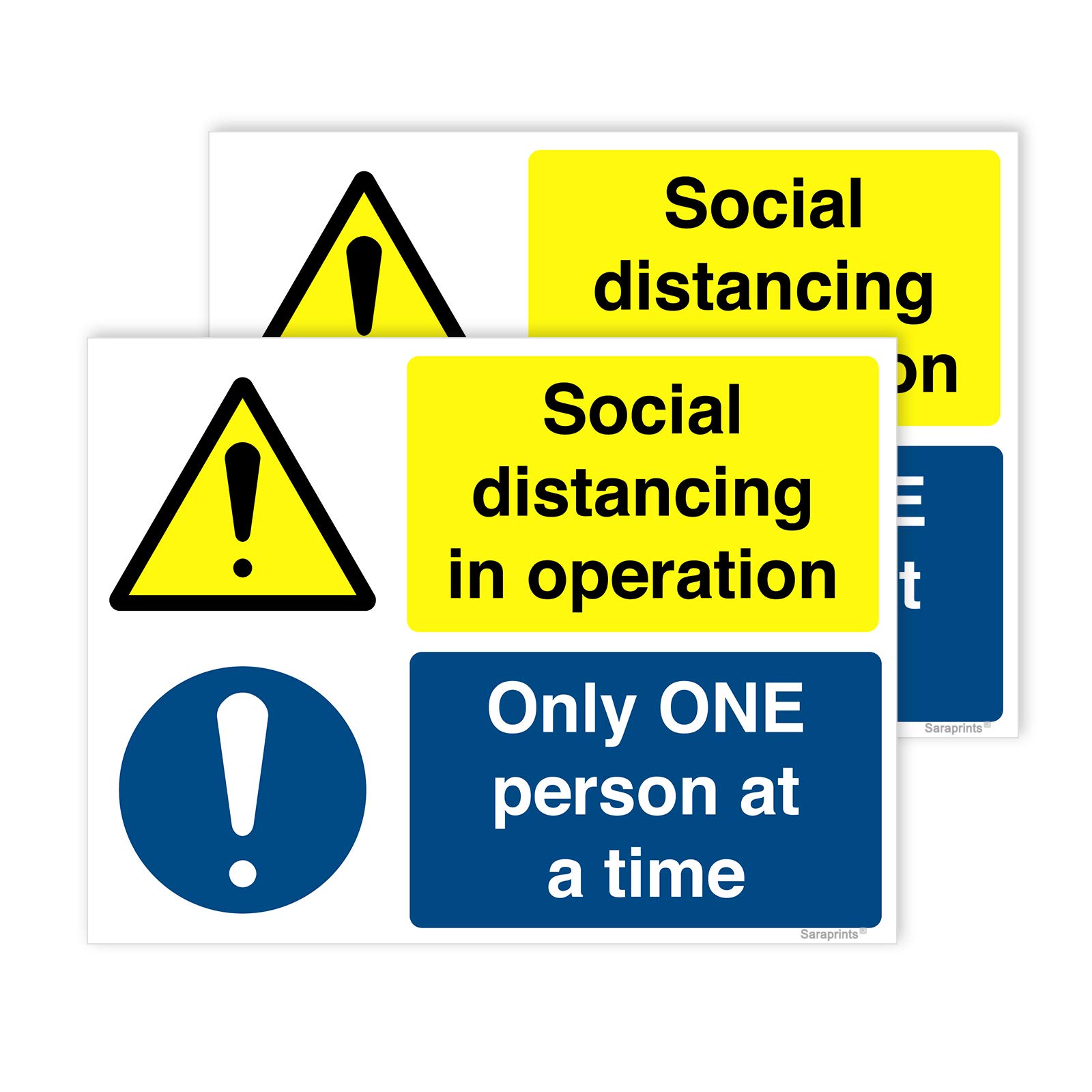 Pack of 2 One Person at a Time Sticker Self Adhesive Waterproof Vinyl 1 Person Only Sign 150mmx200mm V1124