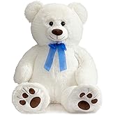 HollyHOME Teddy Bear Stuffed Animal Plush Giant Teddy Bears with Footprints Big Bear 36 inch White