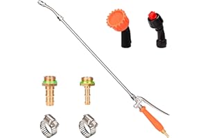 WUDIALIEN Sprayer Wand with 3 Different Types of Nozzles, Replacement Sprayer Wand with 1/4" & 3/8" Brass Barb for Most Sprayer Hoses, Built-in Stainless Steel & 2 Hose Clamps