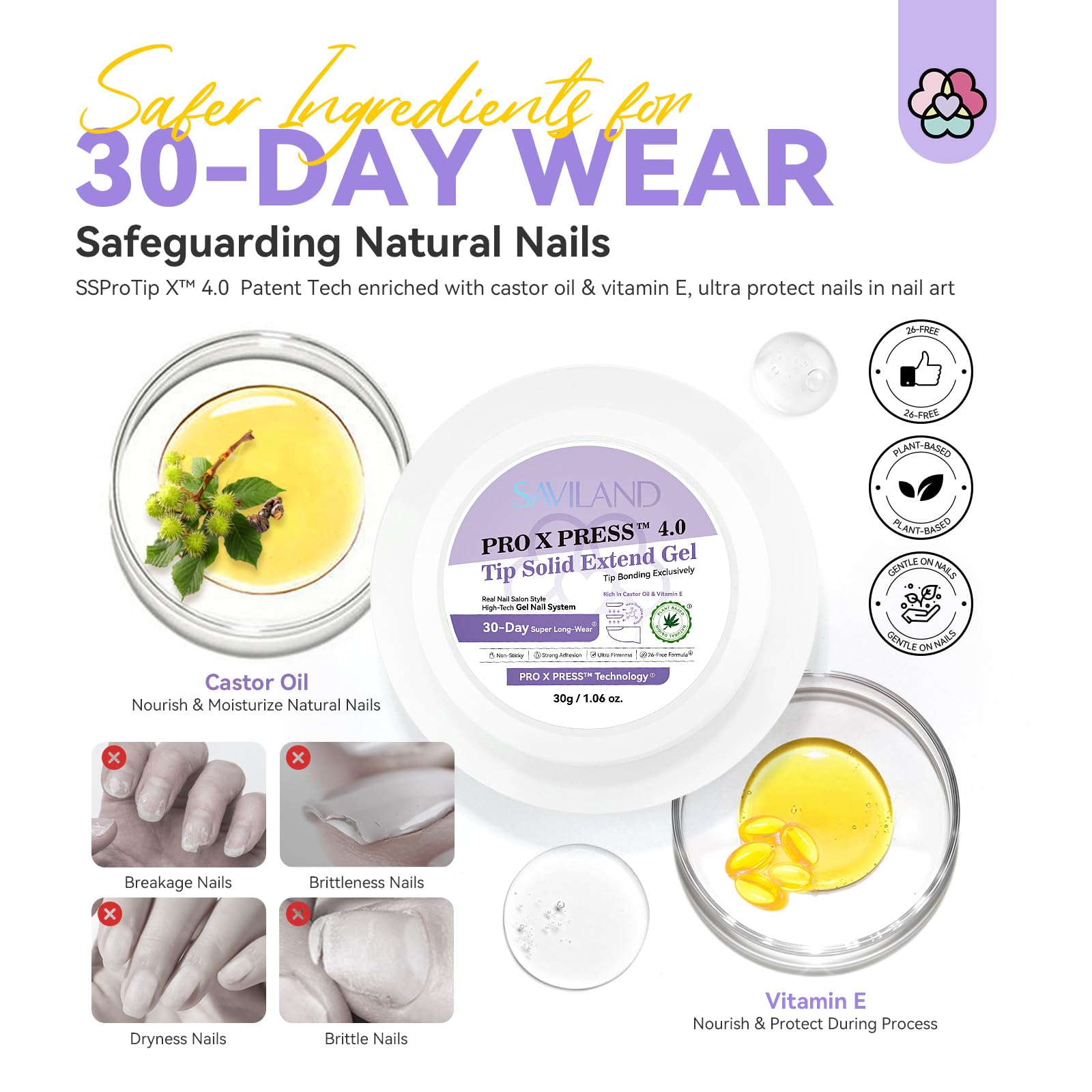 SAVILAND 30g Solid Nail Glue Gel: 30-Day Long Wear 2024 Gel Nail Glue Solid Gel Strong Adhesive for False Tips 3D Sculpture U V Cured Nail Enthusiasts Home DIY - Image 4