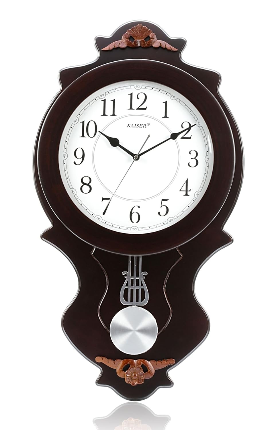 Buy Kaiser Wooden Wall Clock With Pendulum (640x360x80 mm, Cola) Online at Low Prices in India