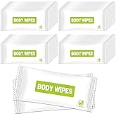 Body Wipes Individually Wrapped, 200 Pack Large Adult Bathing Wipes, No Rinse, Aloe Vera Extract, Odor Removal, for Fitness, Travel and Camping