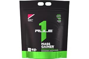 RULE 1 PROTEINS Rule One Proteins, Mass Gainer-Strawberries & Crème, High-Calorie Weight Gain Formula w/ 1,220+ Calories, 250g+ Complex Carb Blend, 40g All-Whey Protein, 8g Fat Per Serving, 12 Pounds, 16 Servings