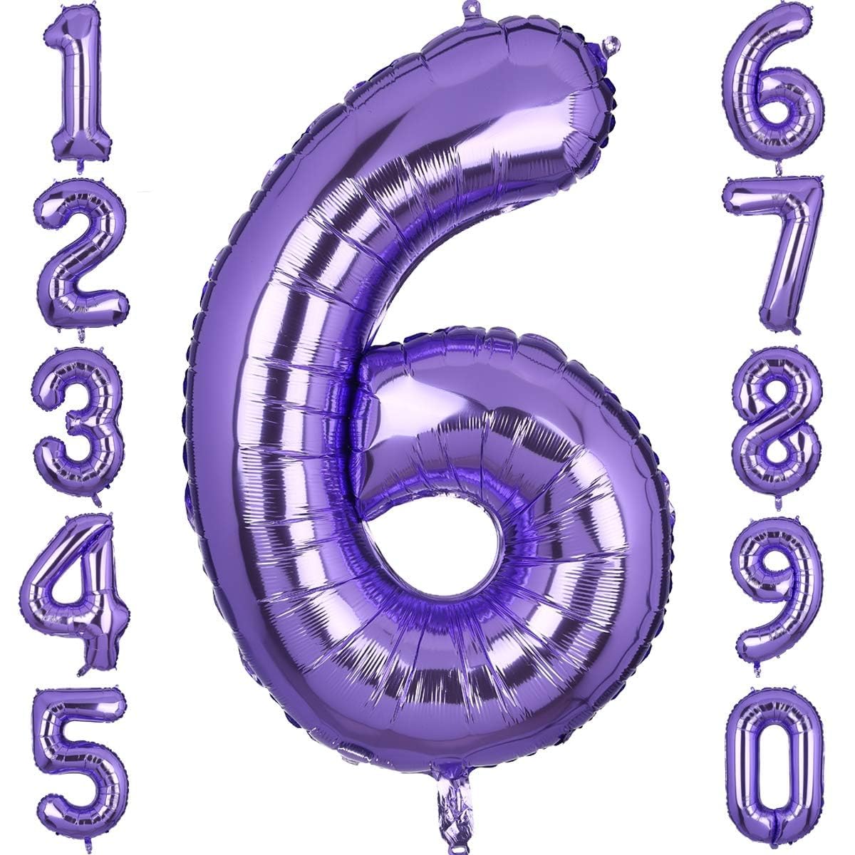 Large Foil Purple Number 6 Balloons Big Mylar Helium Balloon Birthdays Party Decorations Supplies Girls 40 Inch