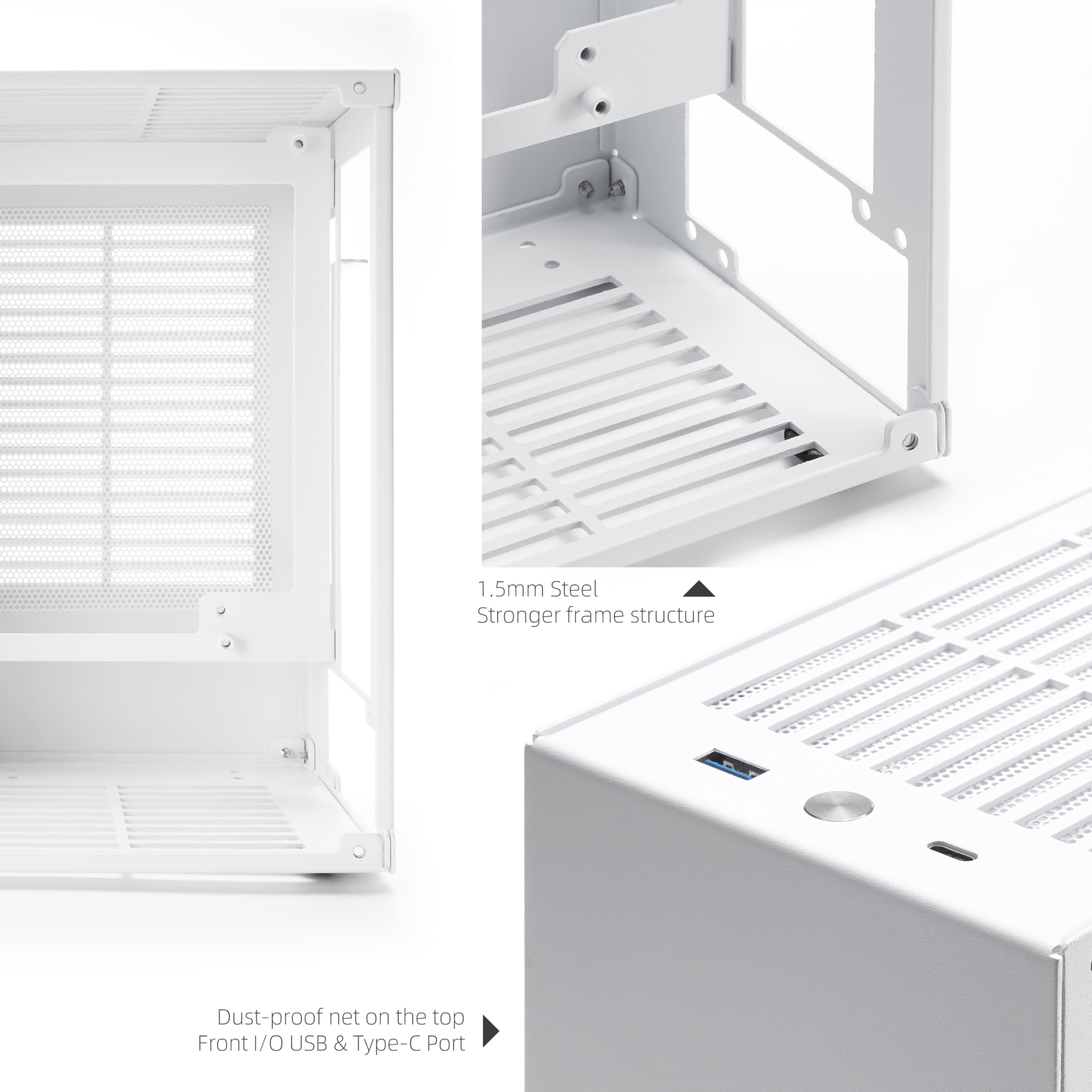 Itx Mini Case - K39 (Steel),1U Power Supply,Front I/O USB & Type-C Port,2 Handle can be Installed,Vented Panel - 2 Steel & 1 Acrylic Side Panels / 5L SFF Case