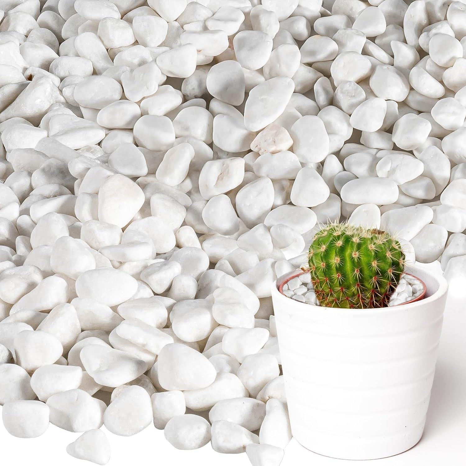 Hardscaping Materials - Sukh White Pebbles for Plants - Mini Decorative Rocks White Stones Garden Landscaping Fish Tank Vase Filler Cactus Succulents Aquariums Bonsai White Rock Nearly 400g