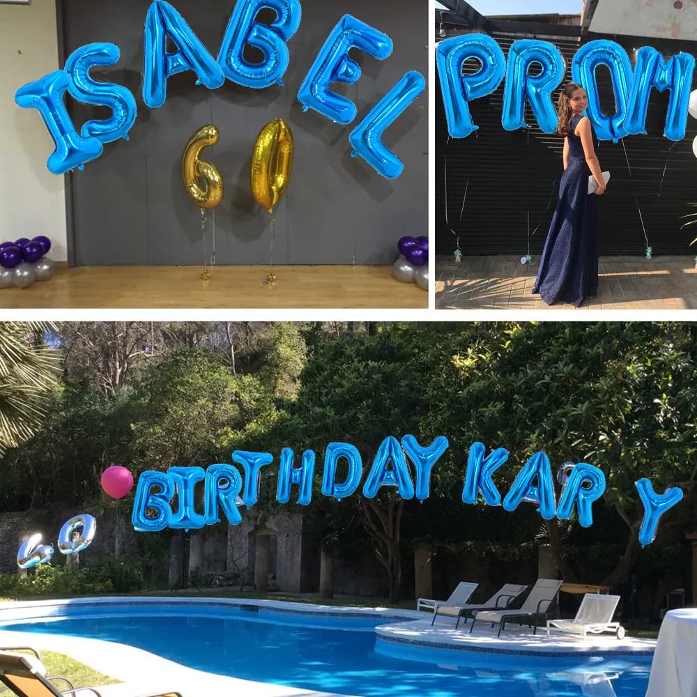 TONIFUL 40 Inch Large Blue Letter E Balloons Giant Alphabet Letter Balloons,Foil Mylar Big Balloons for Birthday Party Anniversary New Year Graduation Supplies Decorations