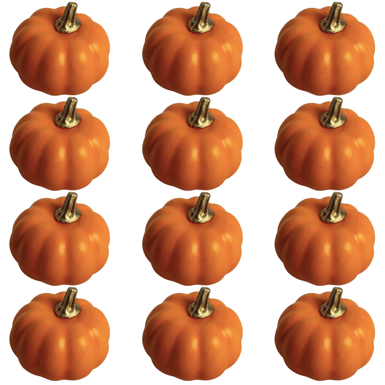 12Pcs Orange Autumn Artificial Pumpkins Set,Bulk Decoration Faux Harvest Pumpkin Fake Mini Foam Pumpkins,Halloween Pumpkin Decoration for Crafts Fall Wedding Halloween Party Decor Home Decoration