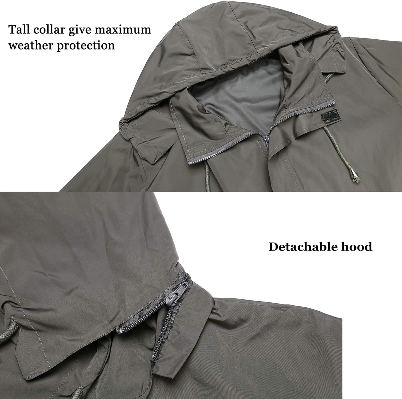 ZEGOLO Men's Raincoats Waterproof Windbreaker Lightweight Active Outdoor Full Zip Hooded Long Rain Jacket Trench Coats Deep Grey Small at  Men’s Clothing store