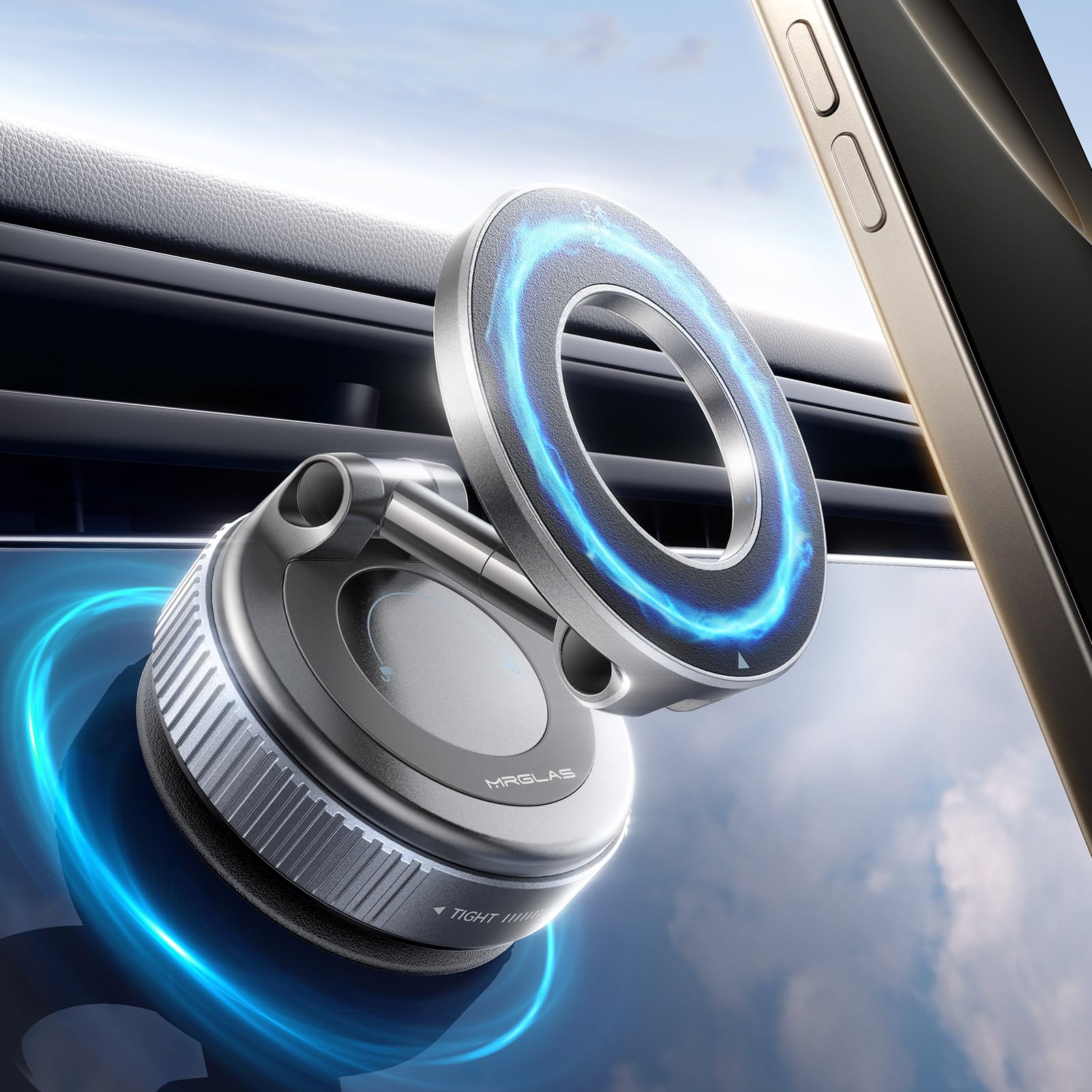 Photo 1 of MRGLAS 2026 Upgraded Vacuum Magnetic Phone Holders for Your Car 360° Adjustable Absorption Magnetic Bracket 98LBS Magsafe Suction Cup Phone Mount for iPhone Car Truck Accessories for Men Women