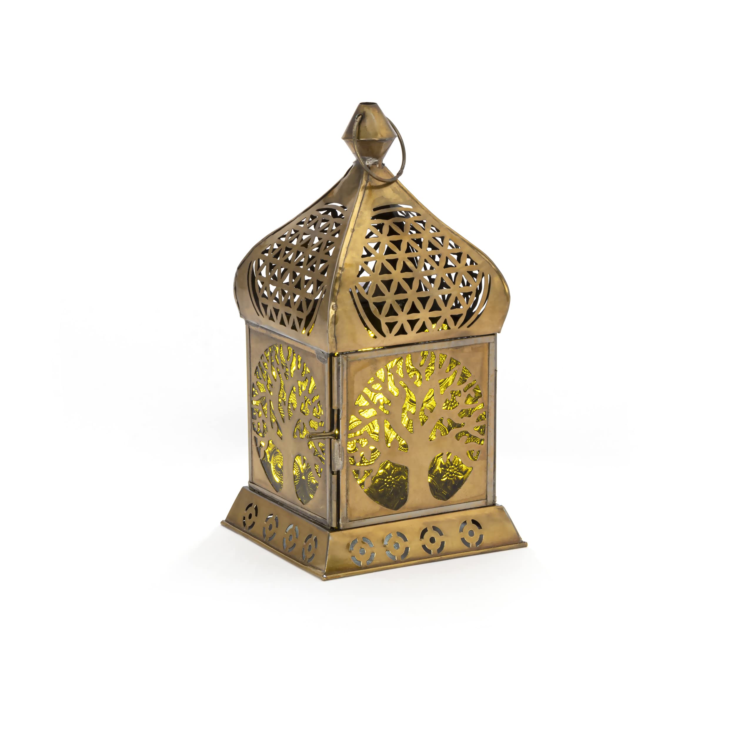 NKlaus Tree of Life Oriental Tea Light Lamp Green Glass Antique Brass Table Lamp 8260