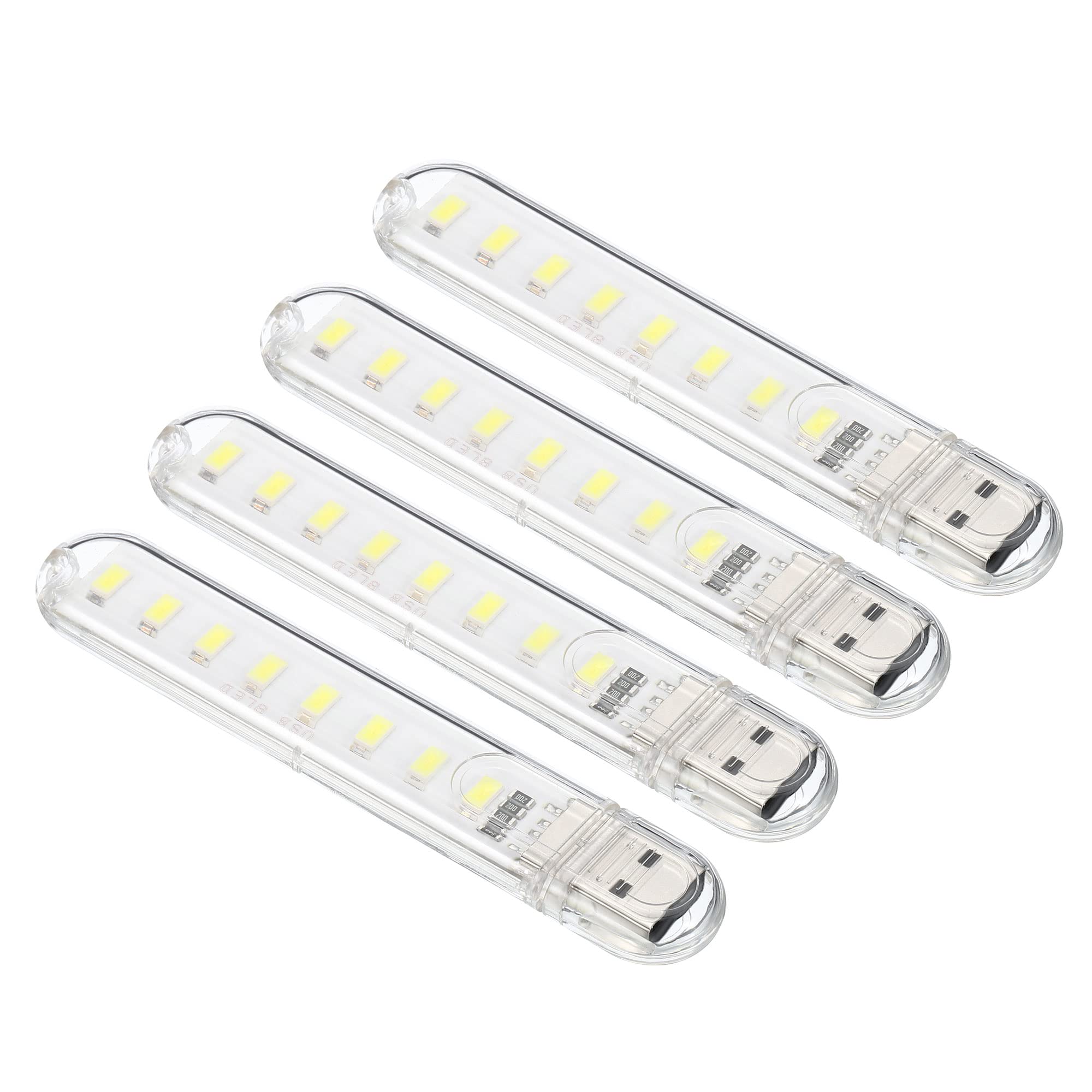 PATIKIL 6000-6500K Mini USB LED Light, 4 Pack 1.7W Portable Night LED Light Stick Slim Lamp Module for Camping Laptop Keyboard, Clear White Light