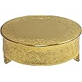 GiftBay 16 inch Round Gold Wedding Cake Stand, Hand Crafted, Embossed, Durable Build