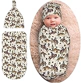 Western Cowboy Cactus Newborn Swaddle Blanket Baby Stuff Baby Swaddling Blanket with Beanie Set Soft Sleeping Sack for Unisex Girls Boys