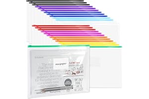 LABUK 48pcs A4 Poly Zip Envelopes Plastic Bags Clear Zipper Pouch with Label Pocket for School Office Travel Storage Document Letter Size(10 Color)