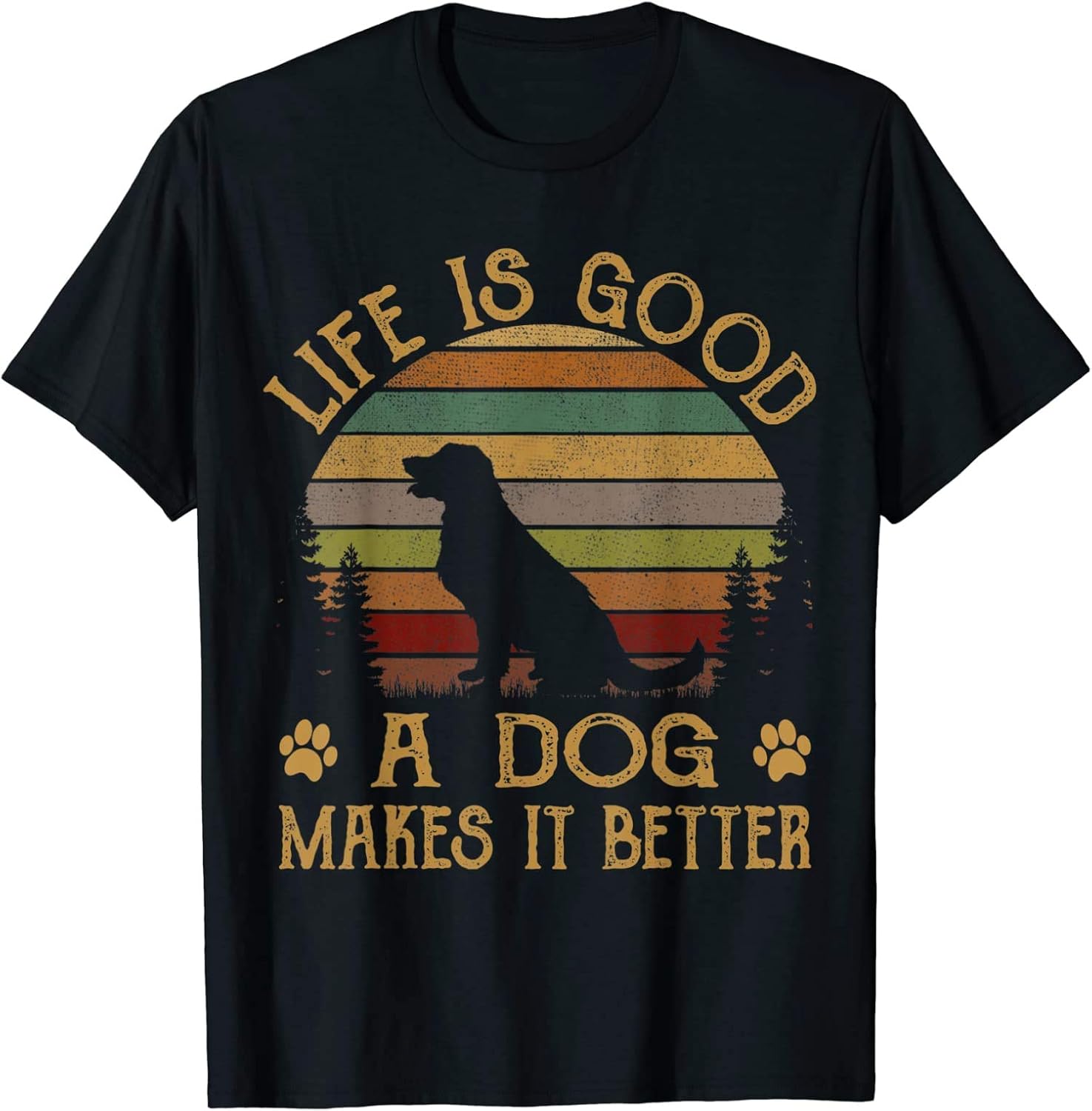 Life is Good A Dog Makes It Better Vintage TShirt Amazon.co.uk Clothing