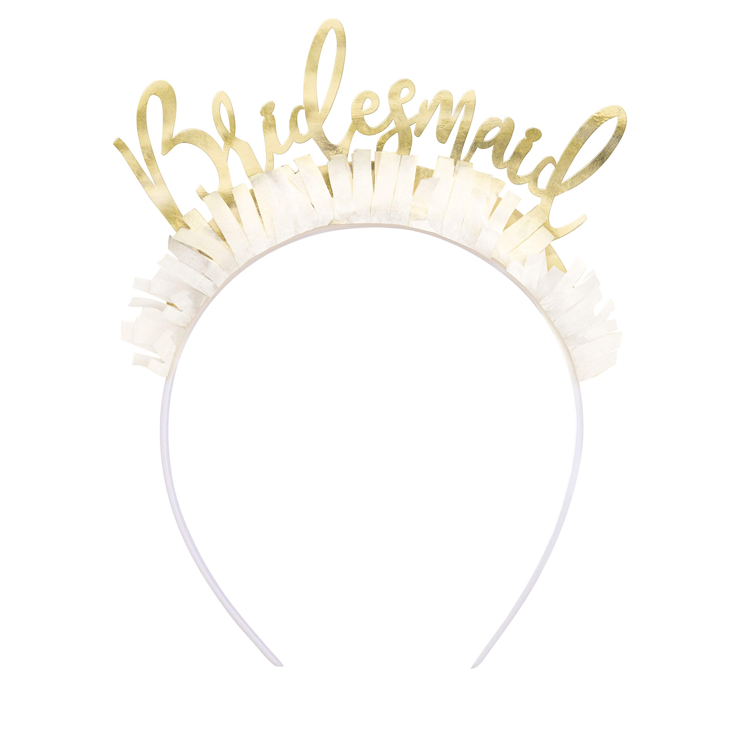 Bridesmaid Bachelorette Party Headbands (4ct) - Elegant Gold & White Design - Perfect Accessory for Your Bride Squad Celebration