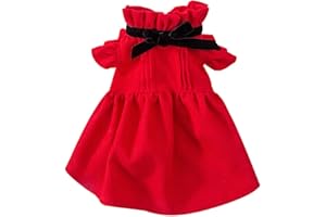 BIECWIAY Red Corduroy Dog Dress Sweater for Small Dogs Girl Set Dog Winter Dress Puppy Clothes Christmas