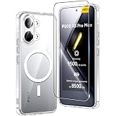 Fhyeugfy for Xiaomi Poco X8 Pro Max Case,with Tempered Glass Screen Protector [Compatible with MagSafe][Full Covered Camera Protection] Slim Shockproof Magnetic Phone Case-Clear