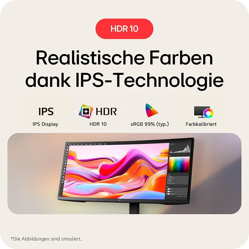 UltraWide 34U650A-B.AEU (34 Zoll) 21:9 Curved UWQHD IPS Monitor, HDR10, 2X HDMI 2.0, Schwarz