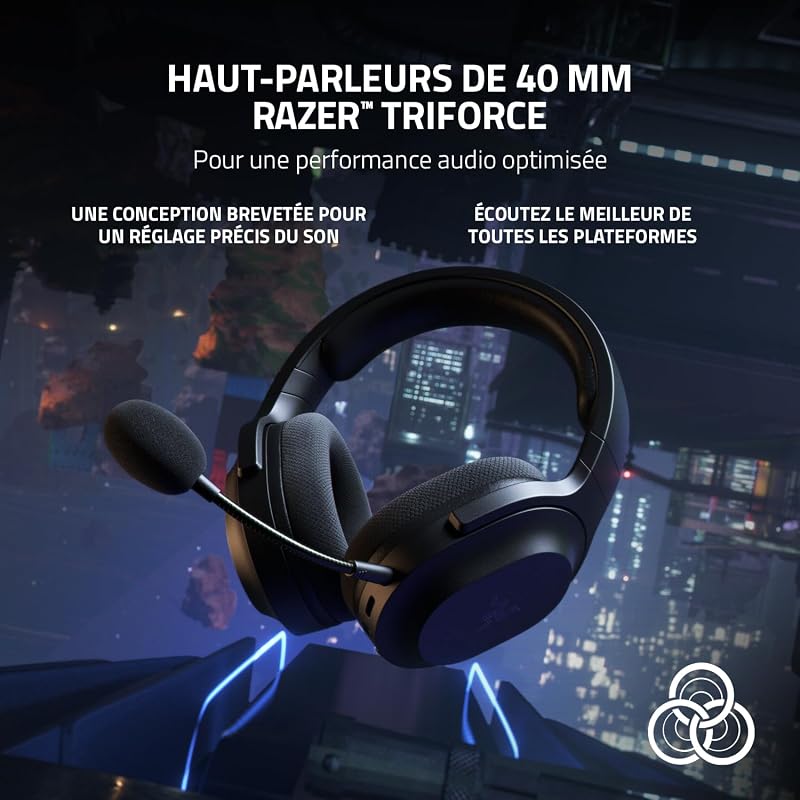 Barracuda X - Casque Gaming sans Fil Multiplateforme (SmartSwitch Dual sans Fil, Design Ergonomique, TriForce 40mm, Microphone Cardioïde, Contrôles sur Casque, Batterie de 50h, USB-C) Noir