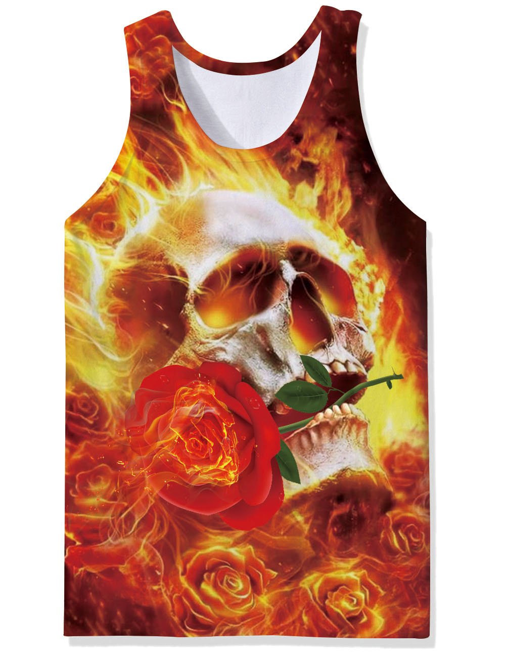 RAISEVERN Herren Lustige 3D Grafik Drucken Skull Tank Tops Sleeveless T-Shirts Graphics Tees XL