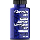 Chemist Labs Methylene Blue Capsules for Humans - USP Grade 99% Purity, Methylene Blue Pharmaceutical Grade, Third Party Tested, Supports Cellular & Mitochondrial Function, Made in USA, 120 Count
