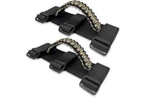 ROMASO 2 Pack UTV Grab Handles - Roll Bar Grab Handles for UTV&ATV Compatible with Polaris RZR,Kawasaki Mule,Honda Pioneer,Can Am, Paracord Bar Handles for 1.5"-2" Bars,Mixed Olive