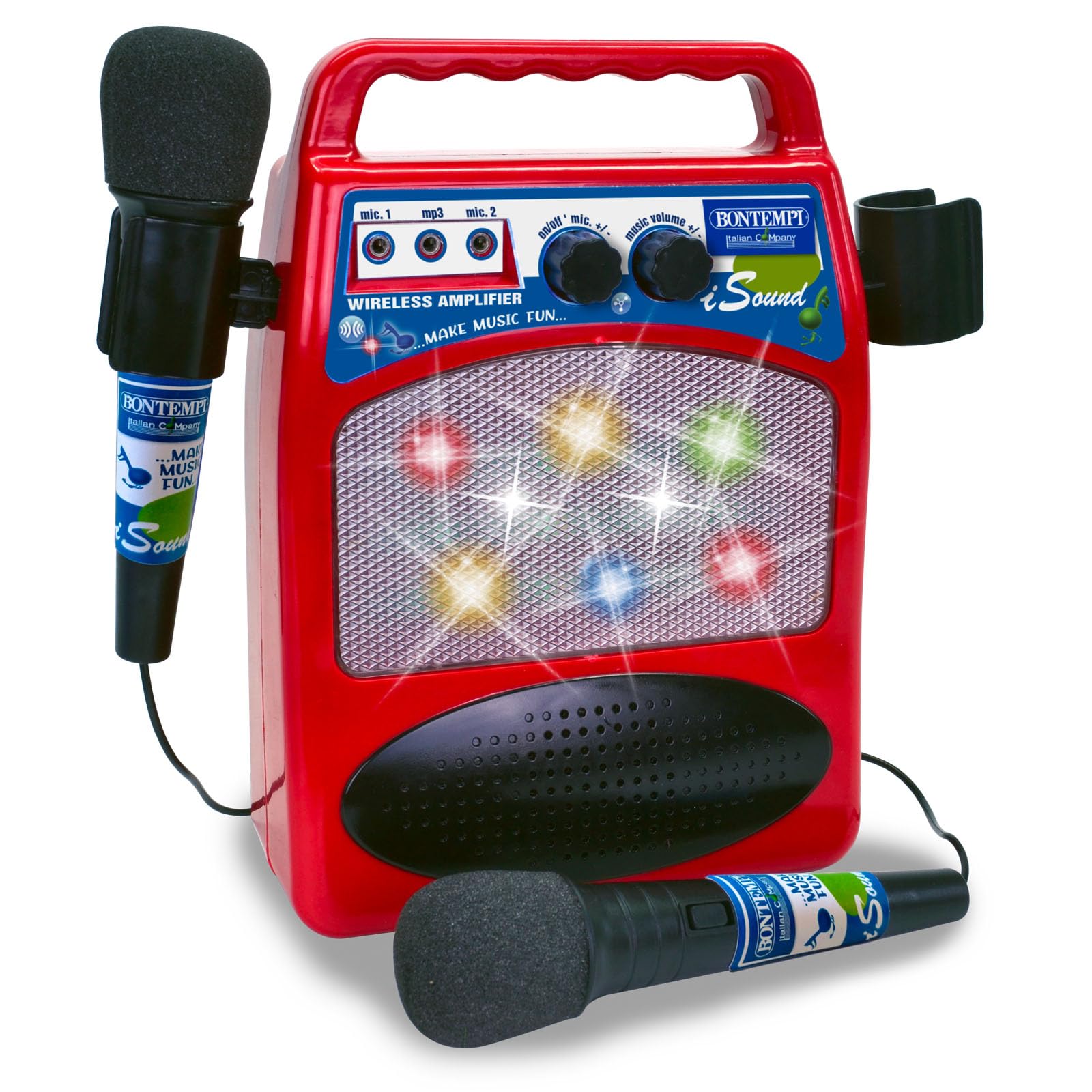 Bontempi 486000 Karaoke Portable Bluetooth with Two MP3 Microphones and Luminous Effects 58 x 63 x 37 cm, Colourful