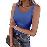 BDITANLE Women Sleeveless Scoop Neck Ribbed Tank Top Fitted Summer Basic Cami T-Shirts