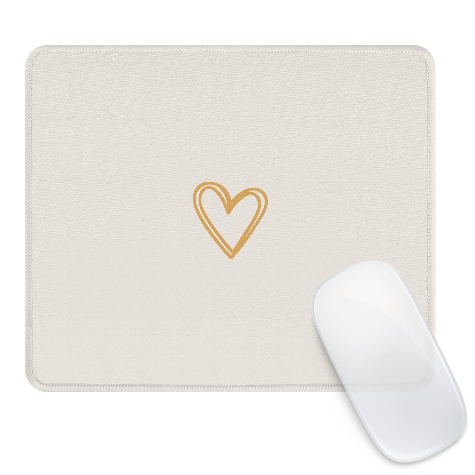 Photo 1 of Seorsok Square Aesthetic Cute Heart Mouse Pad,Office Home Personalized Mouse Mat Design,Waterproof Funny Mousepad,Non-Slip Rubber Base Computer Mouse Pads for Wireless Mouse,Beige
