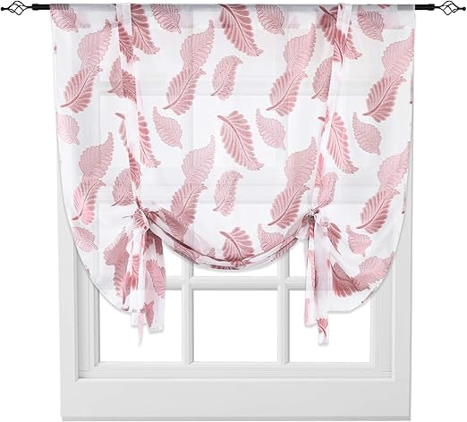 Amazon Com Keqiaosuocai Leaves Jacquard Tie Up Shades Rod Pocket