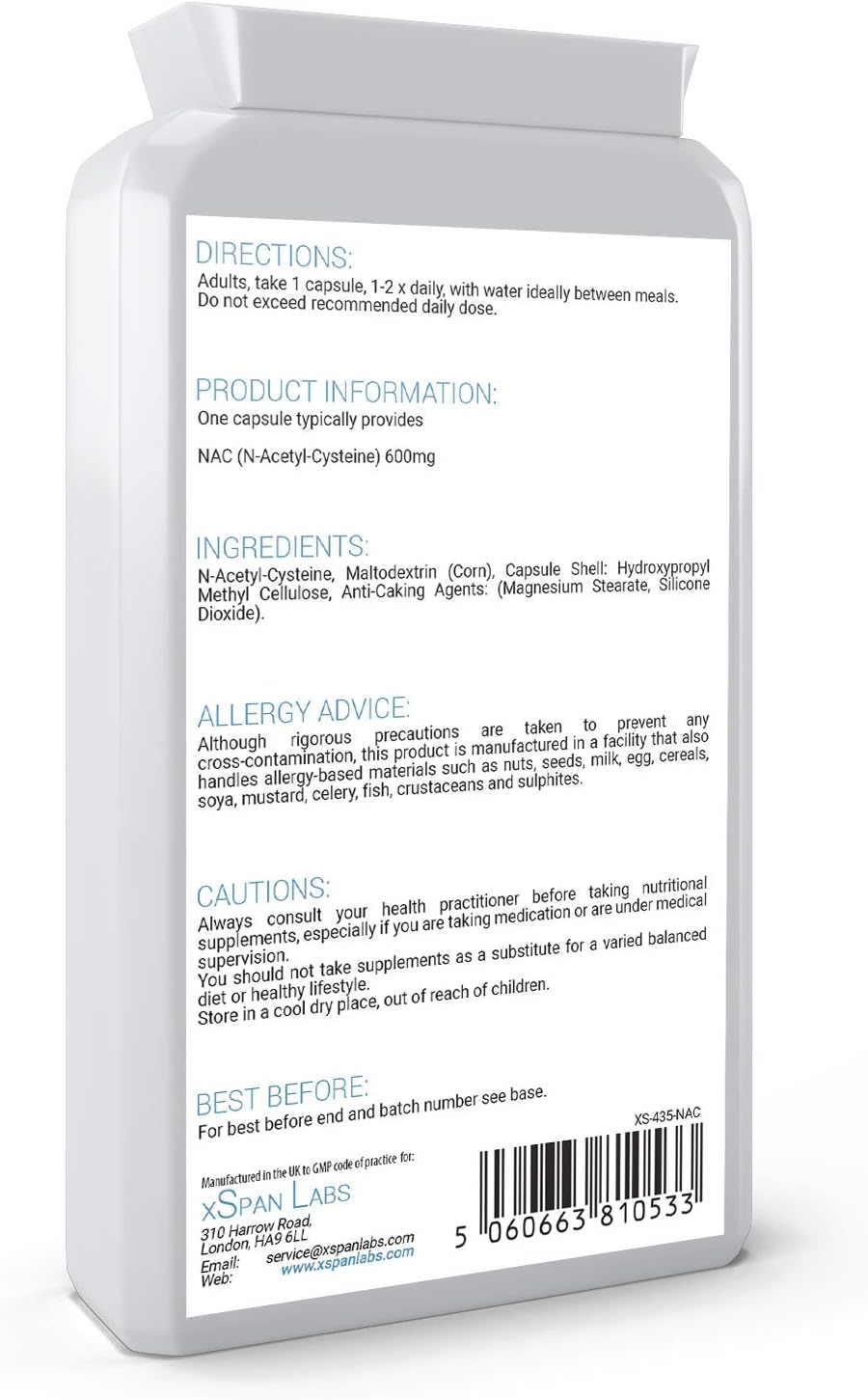 NAC N-Acetyl-Cysteine 600mg, 120 count (Pack of 1) - Image 3