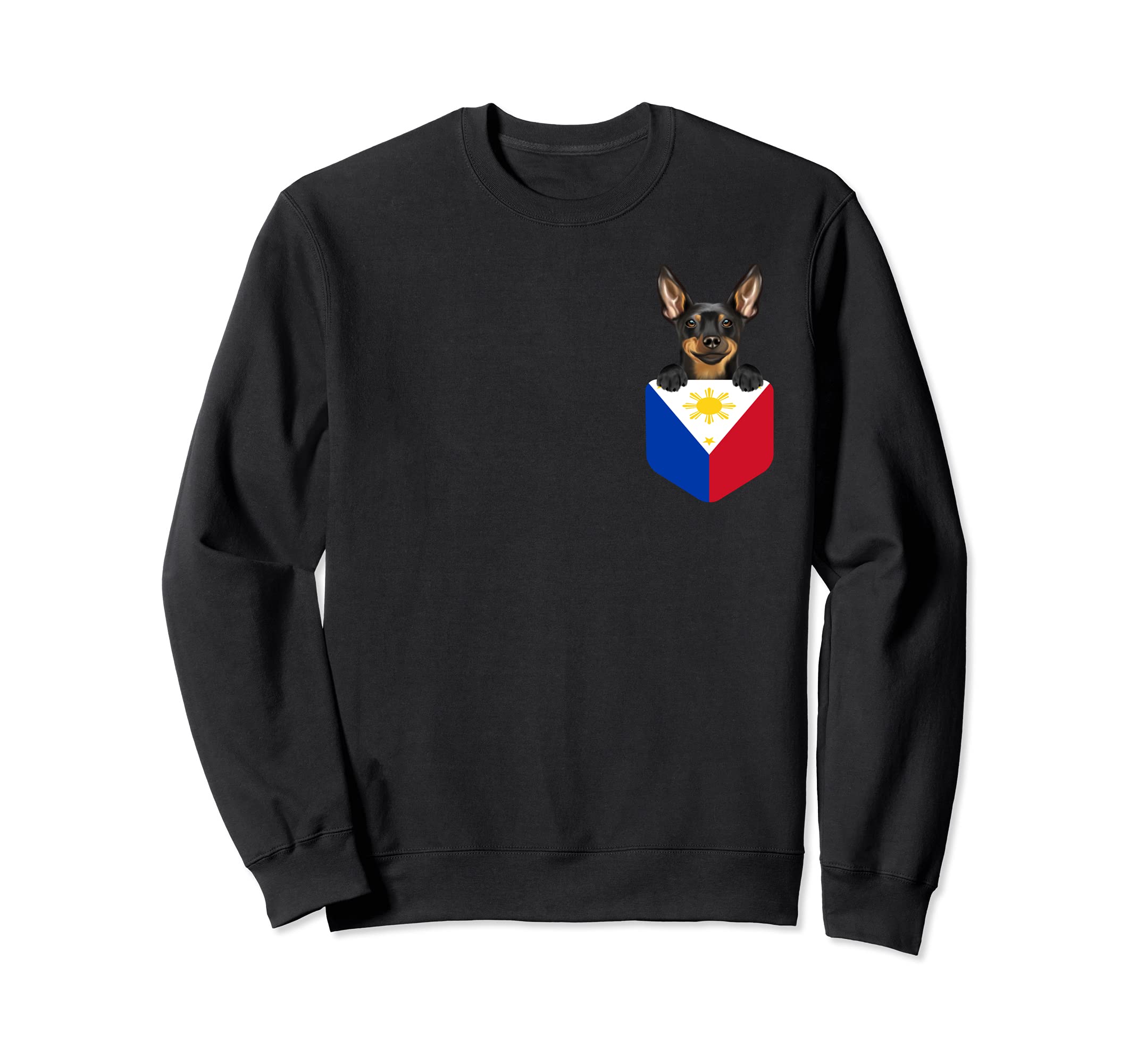 Philippines Flag Miniature Pinscher Dog In Pocket Sweatshirt