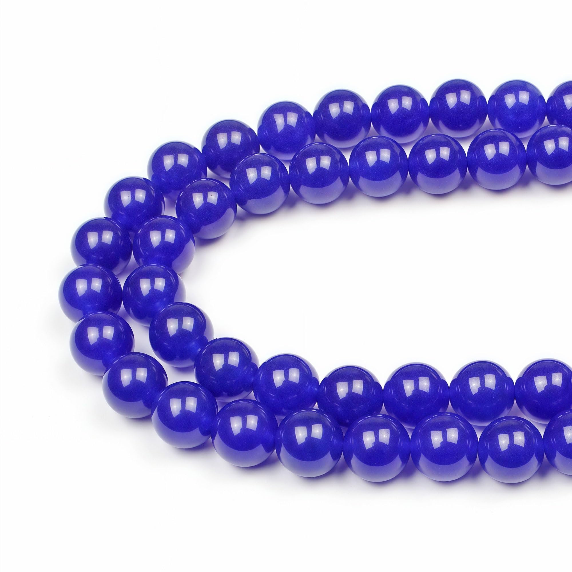 MJDCB Round Stone Beads 8mm Sapphire Jade Loose Gemstone Beads for Jewelry Making Bracelet Necklace 43pcs