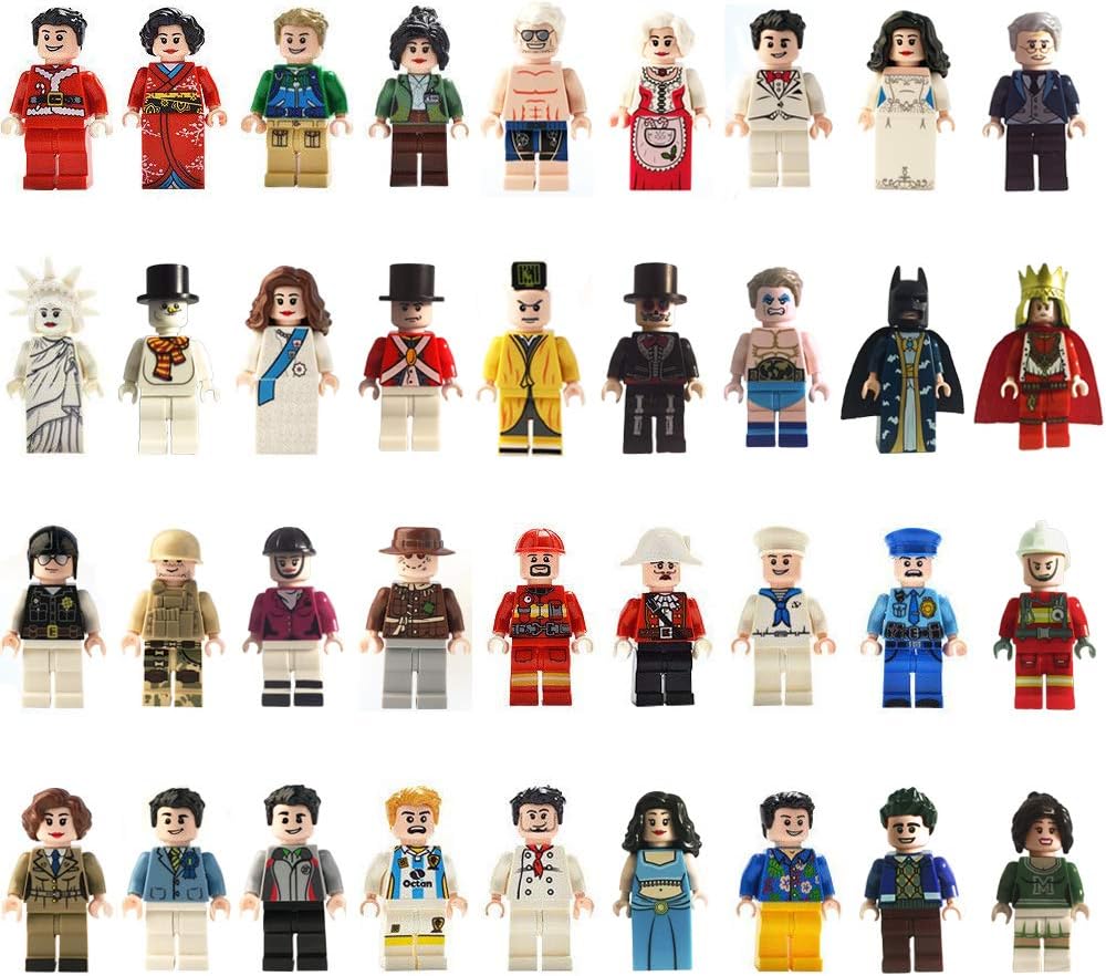 Abing Minifigures Set, 36 pcs Community Mini People from Different Industries for Kids Party, Gifts, Building Bricks Kids Educational Toy to Build More Fun