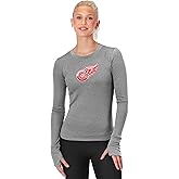 CERTO NHL Detroit Red Wings Women's Long Sleeve Bodycon Shirt, Slim Fit Crewneck Tee, Officially Licensed Fan Apparel, X-Large