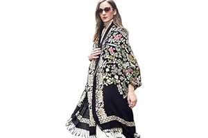 DANA XU 100% Merino Wool Extra Large Pashmina Shawl and Wraps For Women Cashmere Scarf Winter Oversized Floral Blanket