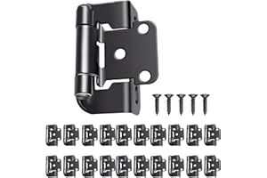 DONANIM 1/2" Overlay Semi Partial Wrap Kitchen Cabinet Hinges, Self Closing Matte Black Cabinet Hinges for Variable Kitchen Bathroom Cabinets Cupboard Doors(10 Pairs-20 Pcs)